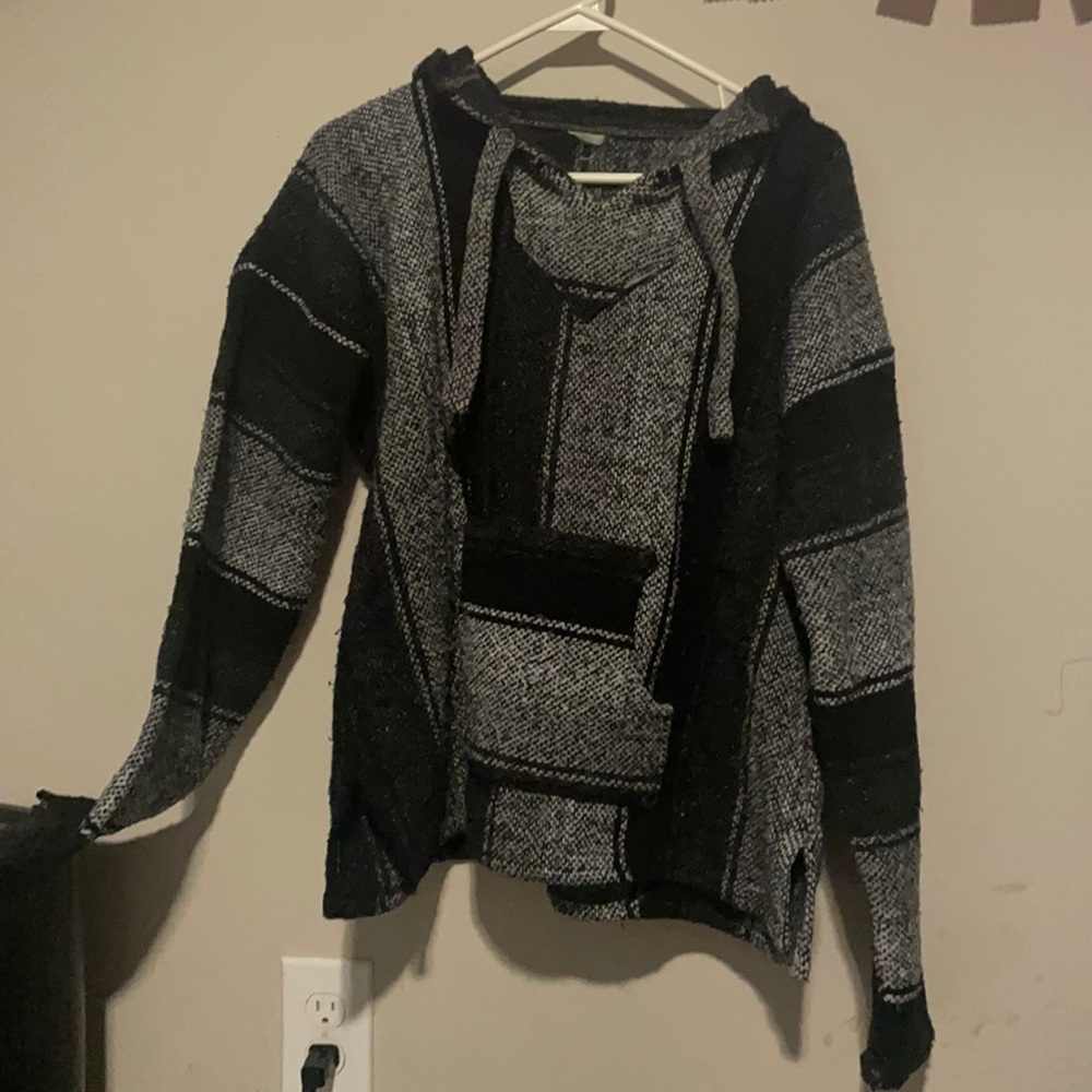 Black/grey woven hoodie